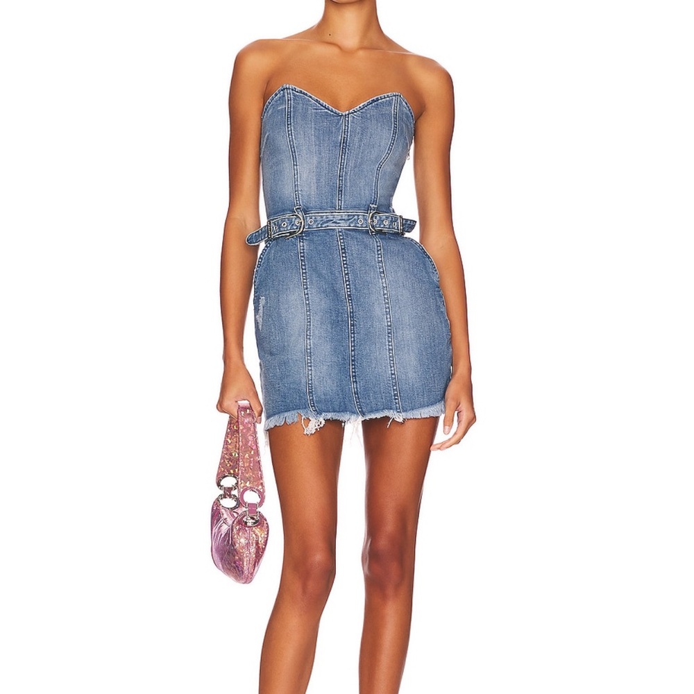 Retrofete Denim Strapless Mini Dress